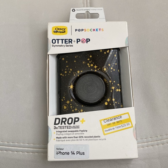 New OtterBox Apple iPhone 14 Plus Pop Symmetry  Series Case Black Stars Glitter - Picture 9 of 9